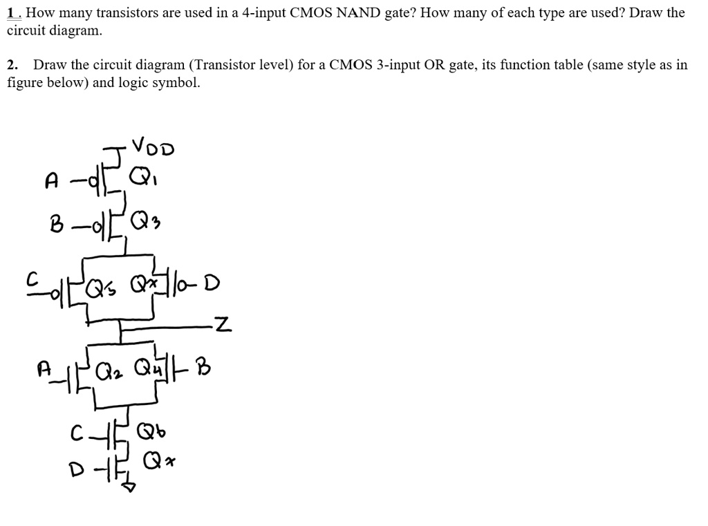 How many transistors are used in a 4-input CMOS NAND gate? How many of ...