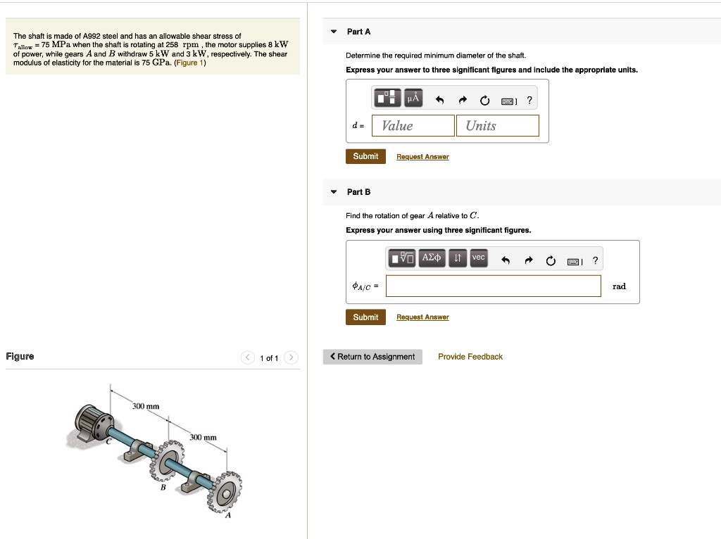 SOLVED The shaft is made of A992 steel and has an allowable shear
