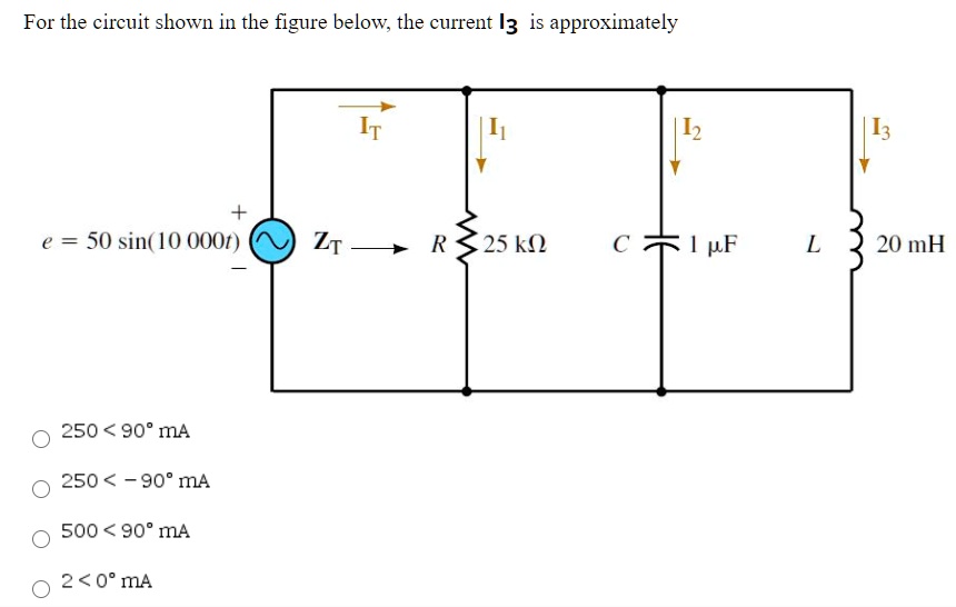 SOLVED: For the circuit shown in the figure below; the current I3 ...
