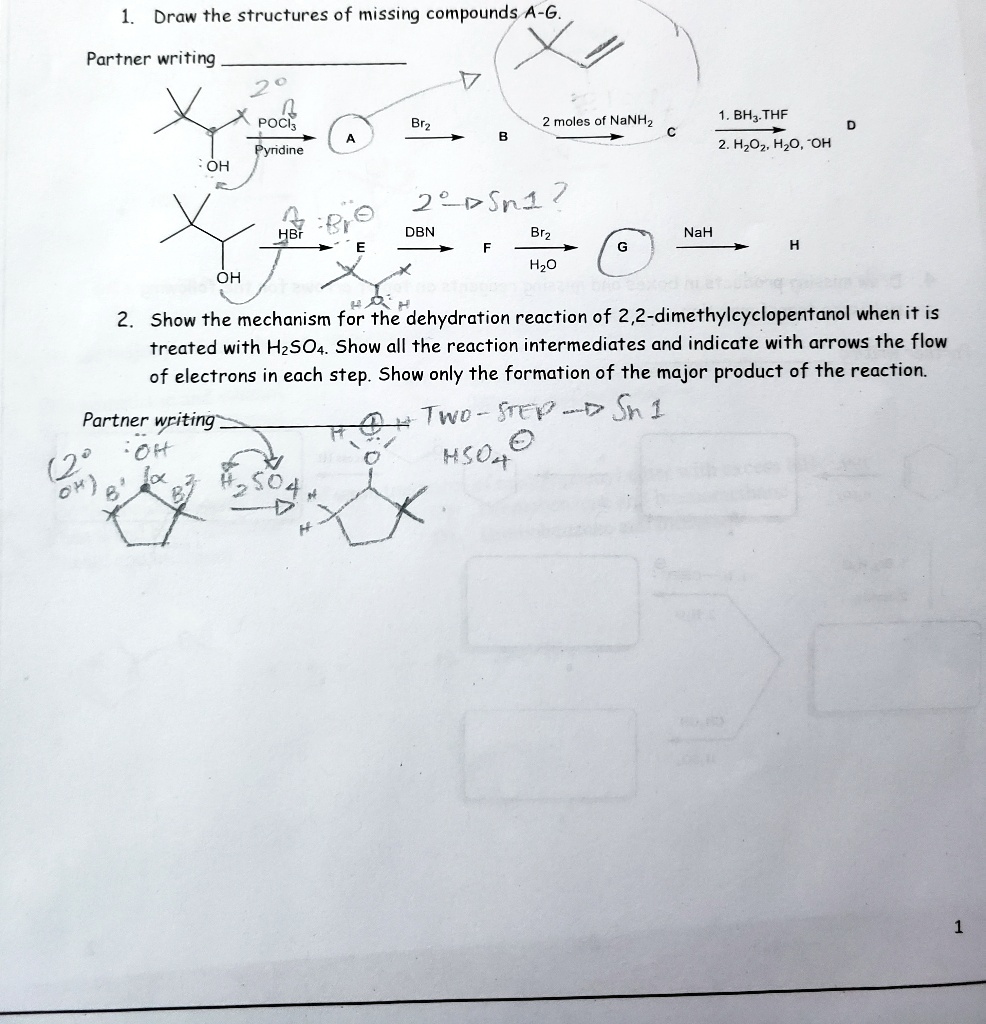draw the structures of missing compounds a g partner writing poci ...