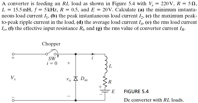 Recirc Load Formula A converter is feeding an RL load as shown in Figure 5.4 with Vs = 220V ...