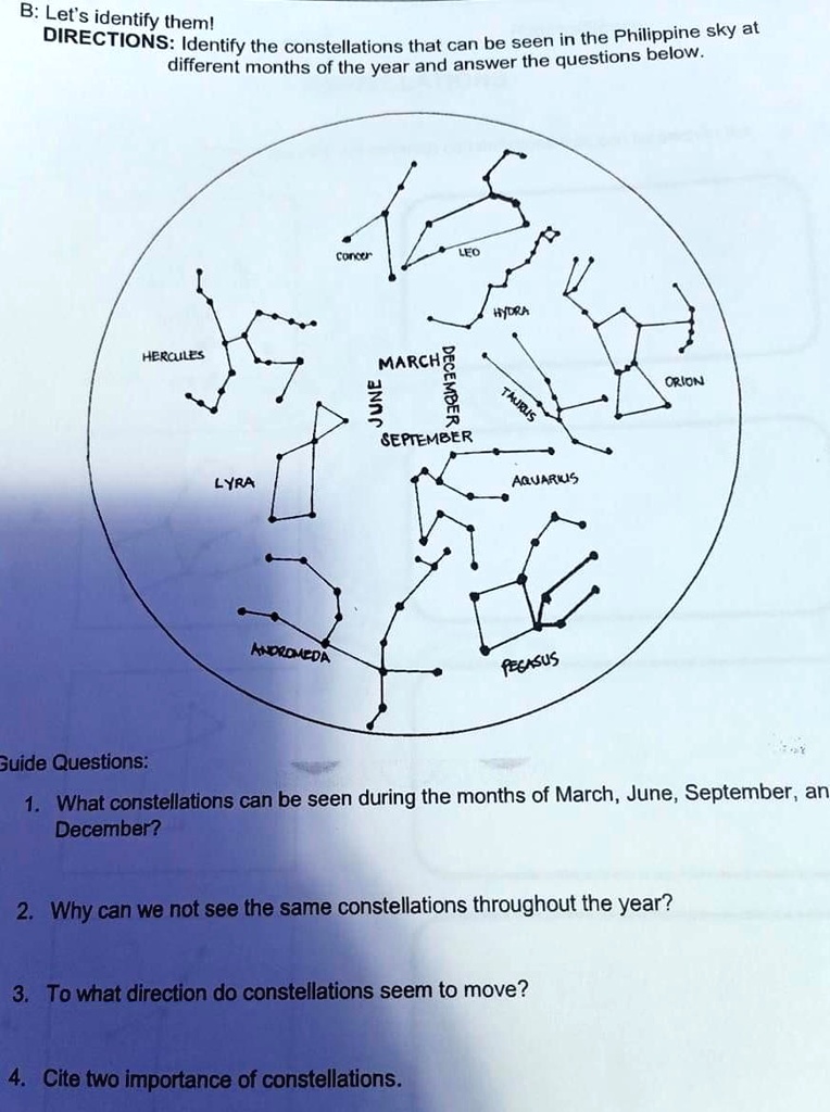 SOLVED Guide Questions 1. What constellations can be seen during