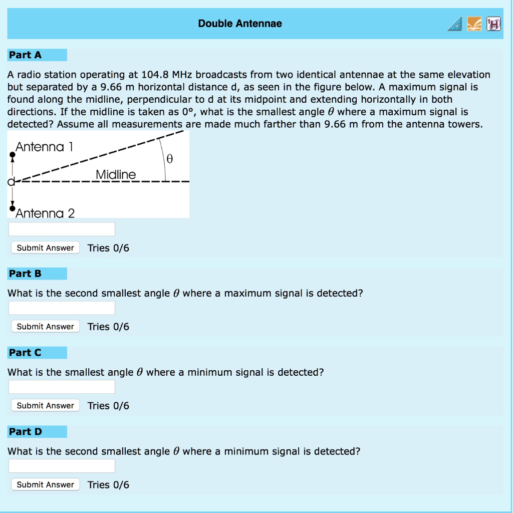 SOLVEDDouble Antennae Part A A radio station operating at 104.8 MHz