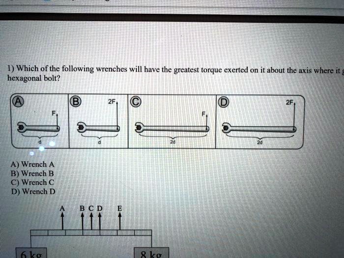 SOLVED Which of the following wrenches will have the greatest torque