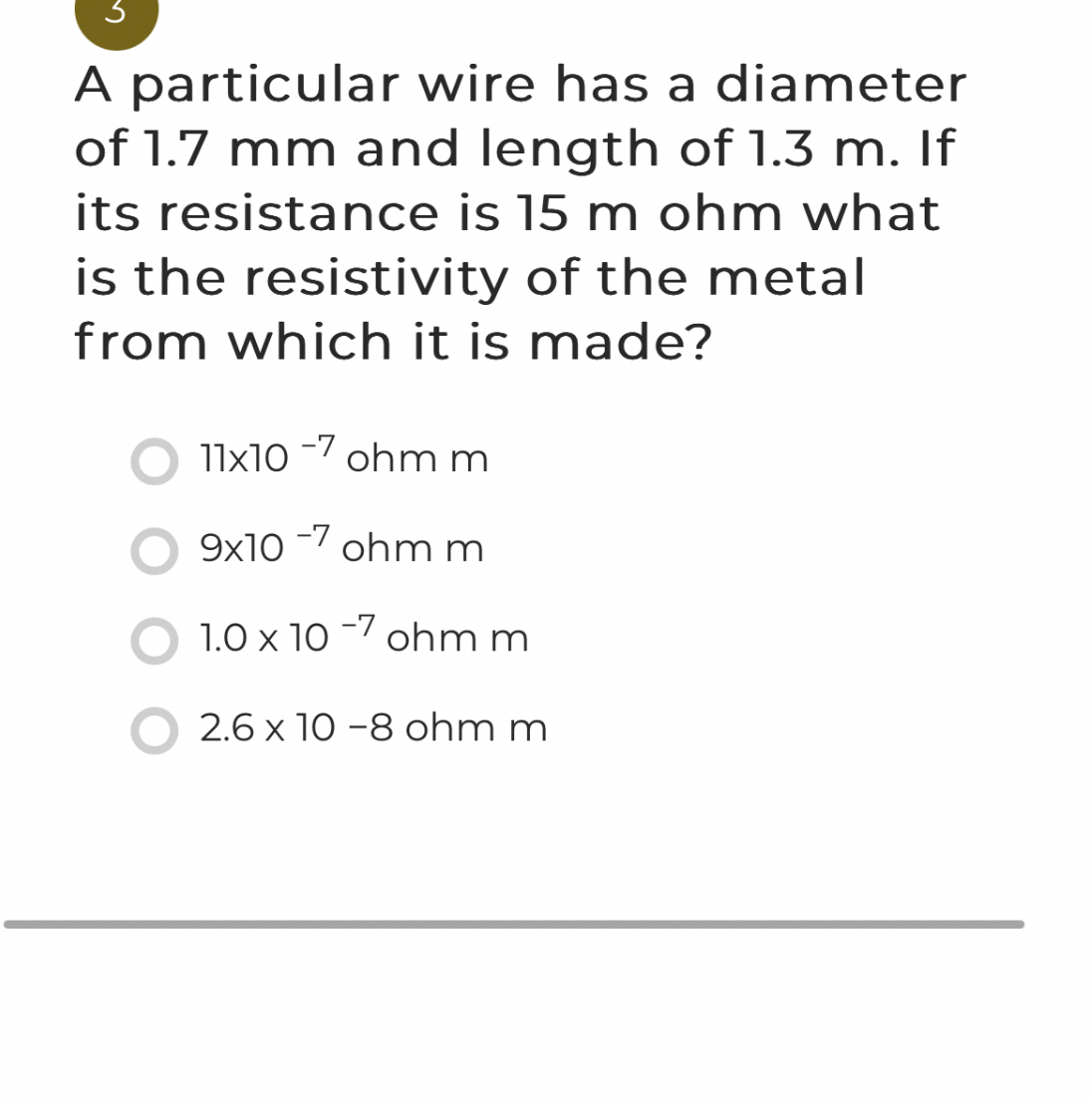SOLVED: A particular wire has a diameter of 1.7 mm and length of 1.3 m ...
