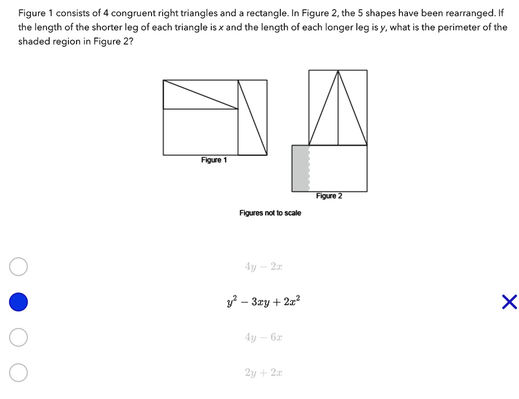 Figure 1 consists of 4 congruent right triangles and a...