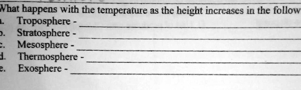 SOLVED 4. What happens with the temperature as the height