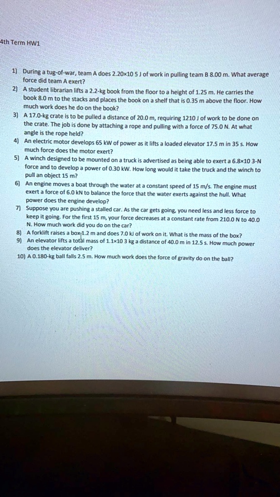 SOLVED Ath Term HWI During tUgofwar, team A does 2.20x10 5 J of work