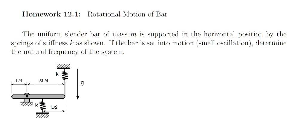Homework 12.1: Rotational Motion of Bar The uniform slender bar of mass ...