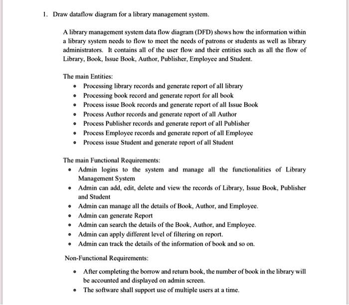 1. Draw dataflow diagram for a library management system. A library ...