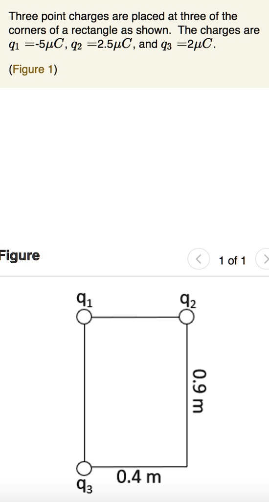 Solved Three Point Charges Are Placed At Three Of The Corners Of A Rectangle As Shown The 1490