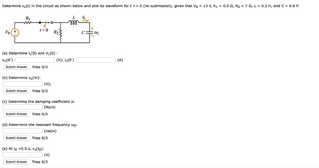 SOLVED: Determine vct in the circuit as shown below and plot its ...