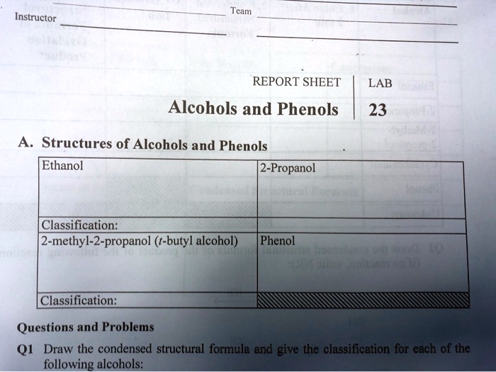 SOLVED Title Structures and Classification of Alcohols and Phenols