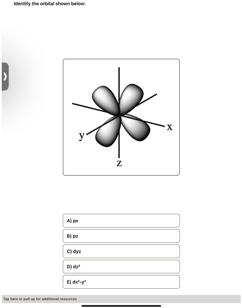 VIDEO solution: Identify the orbital shown below: B) pz (1) Tap here or ...