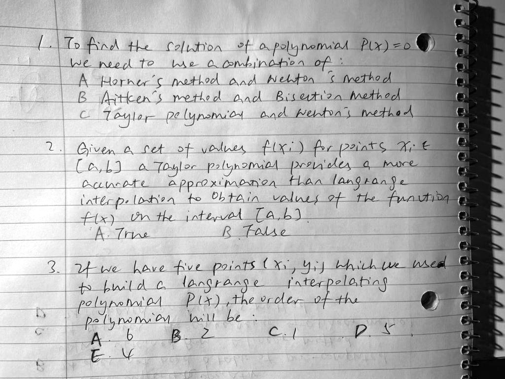 Solved Ac Te Celwhon 2 0 Pelynema Pux 3 We Neeate H Cmbinahea Of 4 Herher Methed d Neltdn Etho D B Atcen Xetked Gnd Bis Etiza Method C 4aahentva Methad Zaylor Qa Lynomio