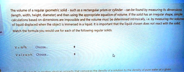 the volume of regular geometric solid such as a rectangular prism or ...