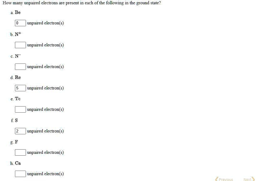 SOLVEDHow many unpaired electrons are present in each ofthe following