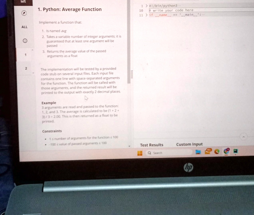 VIDEO solution: left 1>#!/bin/python3 10 write your code here 11ifname ...