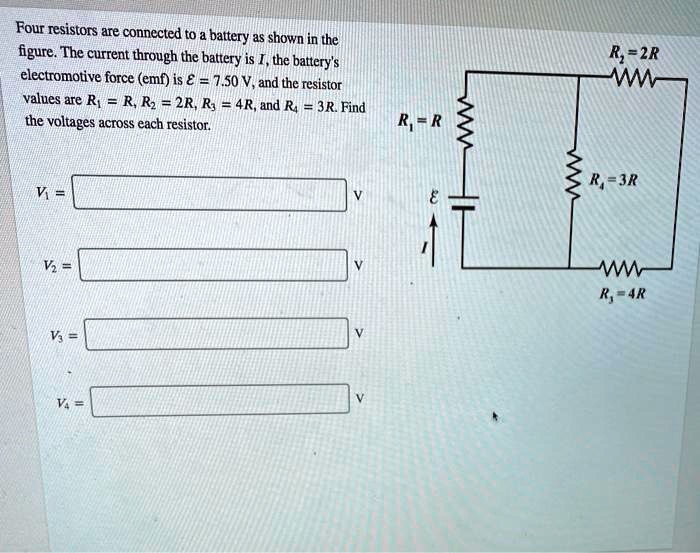 SOLVED: Four resistors are connected to battery as shown in the figure ...