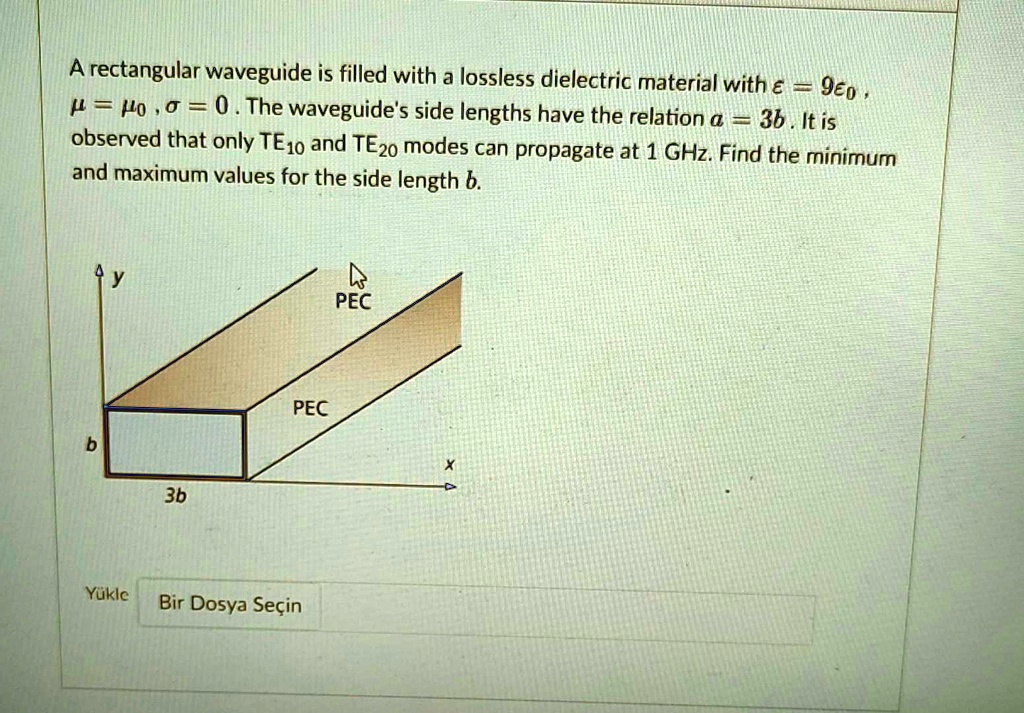 SOLVED: Texts: A rectangular waveguide is filled with a lossless ...