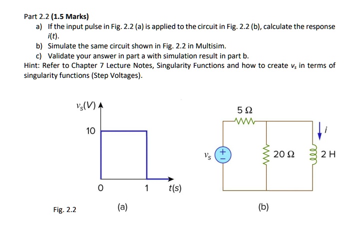 SOLVED: Part 2.2 (1.5 Marks) a) If the input pulse in Fig. 2.2a) is ...