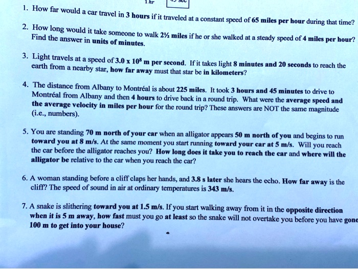 SOLVED How far would a car travel in 3 hours if it traveled at a