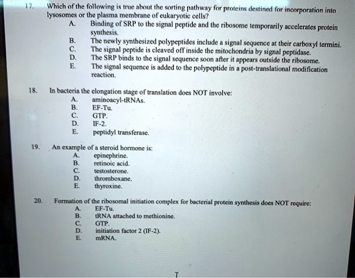 SOLVED: Which ofthe following is true ahout the sorting pathway for ...