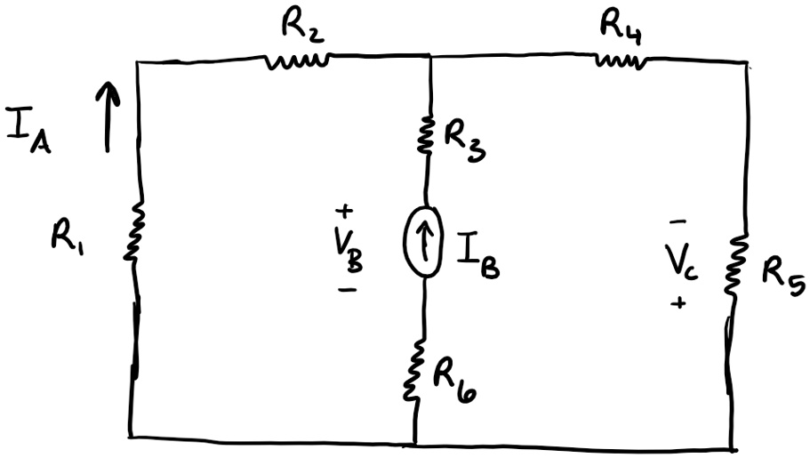I<sub>A</sub> ?
R<sub>2</sub>
R<sub>3</sub>
R<sub>6</sub>
+V<sub>B</sub>-
-V<sub>C</sub>+
R<sub>5</sub>
