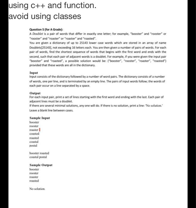 Text: Only use simple C++ coding without any classes, vectors, or any ...