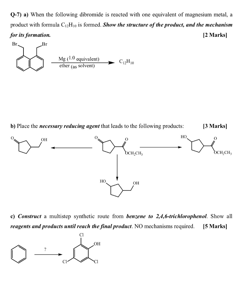 SOLVED Q7) a) When the following dibromide is reacted with one