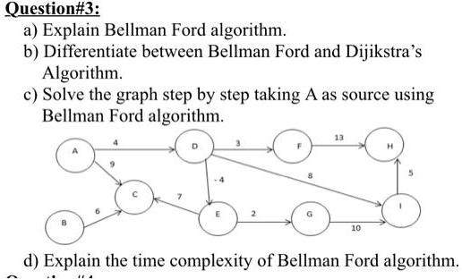 SOLVED: Analysis Of Algorithms Question #3: A) Explain The Bellman-Ford ...