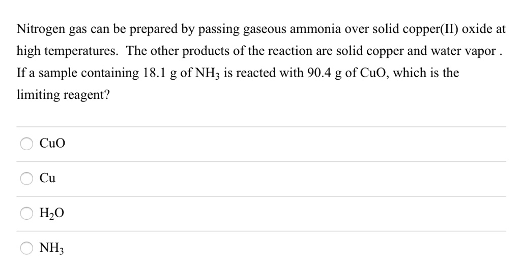 SOLVED Nitrogen gas can be prepared by passing gaseous ammonia over