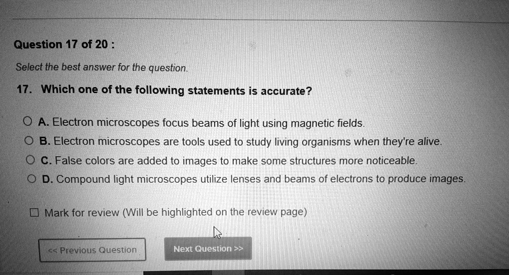 SOLVED "which one of the following statements is accurate Question 17 of 20 Select the best