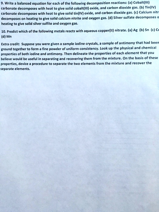 SOLVEDWrite balanced equation for each of the following