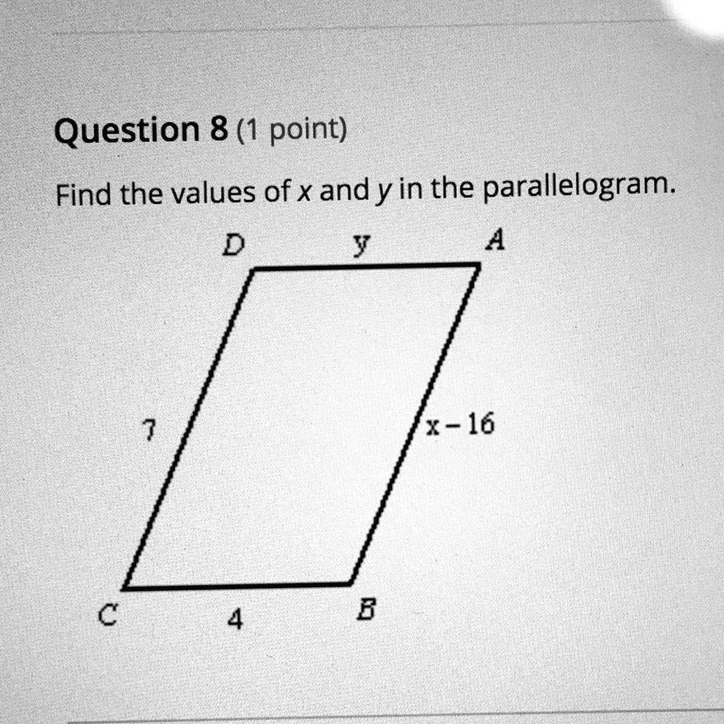 solved-find-the-values-of-x-and-y-in-the-parallelogram-question-8-1