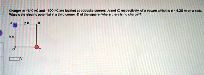 SOLVED: Charges of+5.10 nC and-1.00 nC are located at opposite corners ...