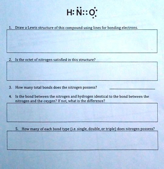 SOLVED: Draw the Lewis structure of this compound using lines for ...