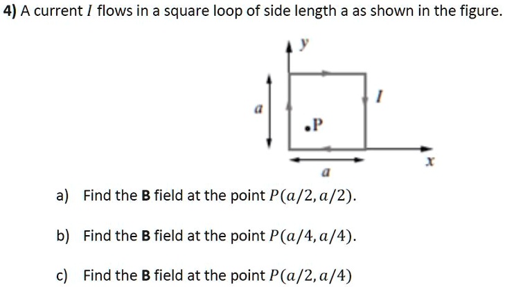 SOLVED: 4A current flows in a square loop of side length a as shown in ...