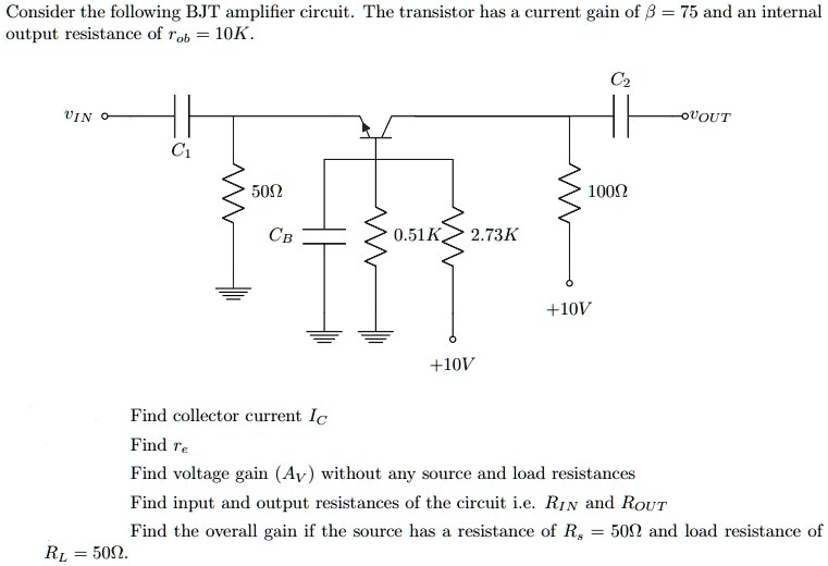 SOLVED Consider the following BJT amplifier circuit. The transistor