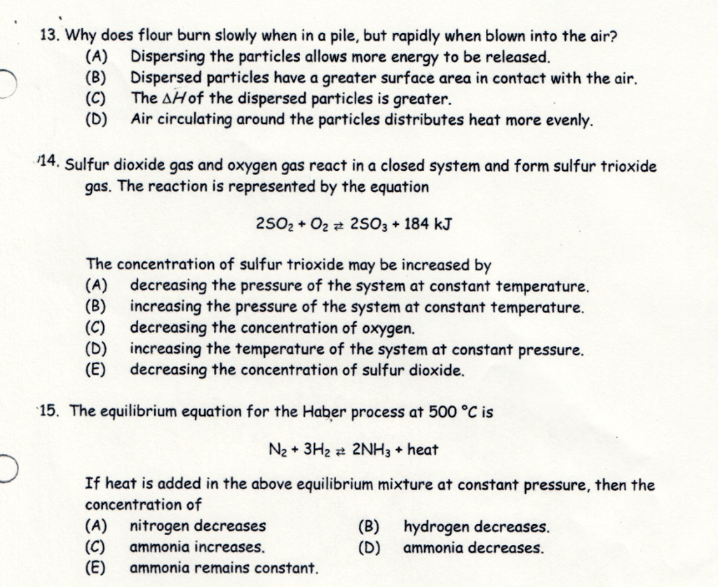 SOLVED 13. Why does flour burn slowly when in a pile, but rapidly when
