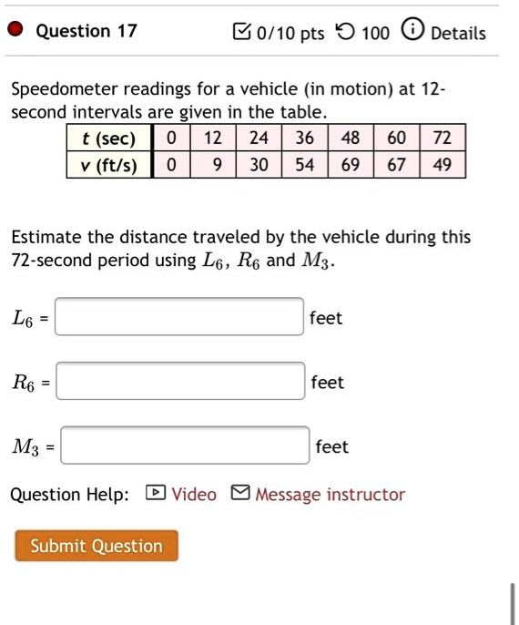 SOLVED Text Question 17 C0/10 pts O 100 Details Speedometer readings
