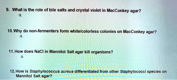 what is the role of bile salts and crystal violet in macconkey agar ...