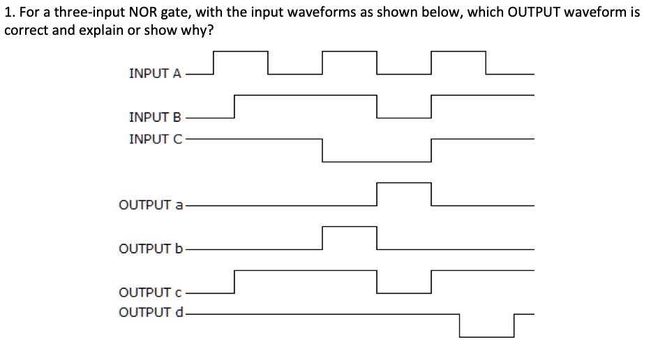 SOLVED: For A Three-input NOR Gate, With The Input Waveforms As Shown ...