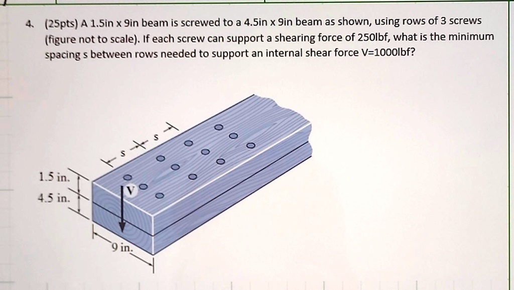 SOLVED 4 25pts)A1.5in x 9in beam is screwed to a 4.5in x 9in beam as