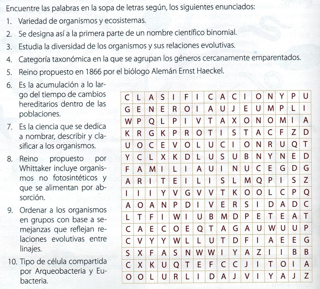 SOLVED: Porfa me pueden ayudar ?resuelvan el pupiletras doy coronita a la  mejor respuesta. PROF.E. VEGA VERGARA 1RO SECUNDARIA COLECIO Ficha DE  Biología Reino MoneRa Completa los espacios y encuentra la palabra