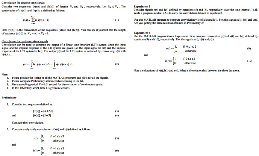 SOLVED: Please need help in coding experiment 3 and 4. Convolution for ...