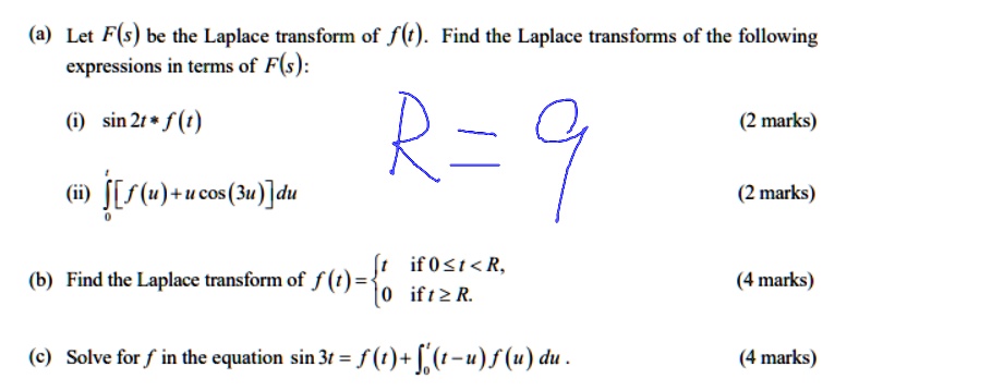 SOLVED: (2) Let F(s) be the Laplace transform of f (t) Find the Laplace ...