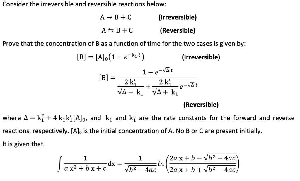 SOLVED: Consider The Irreversible And Reversible Reactions Below: A â ...