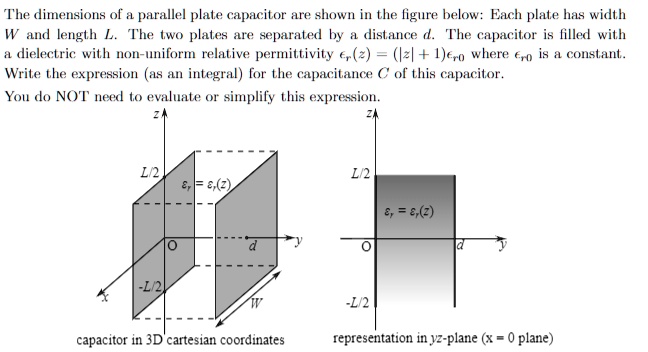 SOLVED: The dimensions of a parallel plate capacitor are shown in the ...