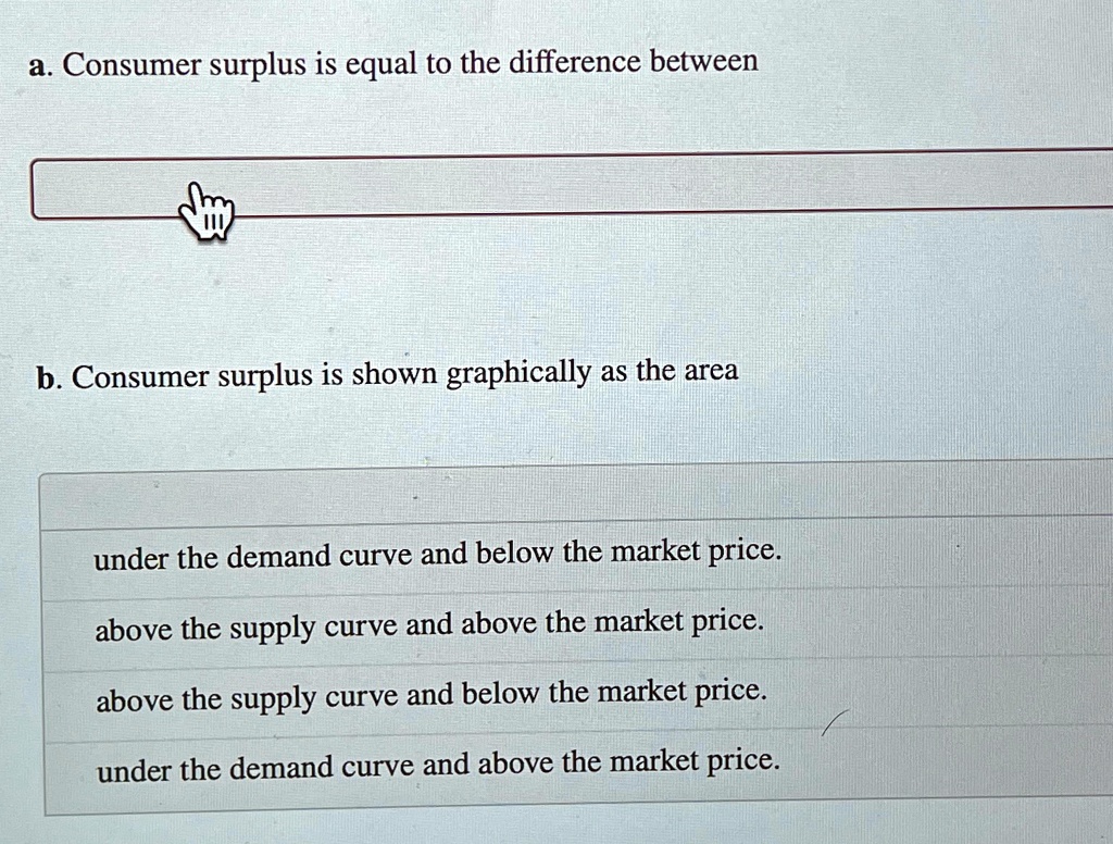 SOLVED: a. Consumer surplus is equal to the difference between b